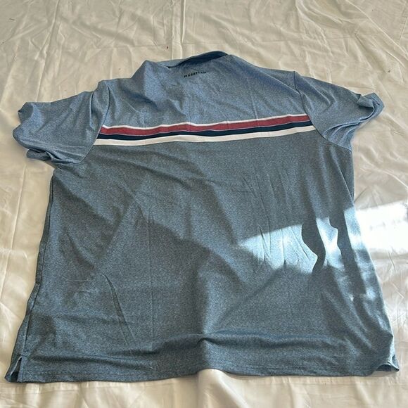 Flat & Anthem Madeflex Performance Chest Striped Polo Blue, XXL, NWT - Picture 3 of 10